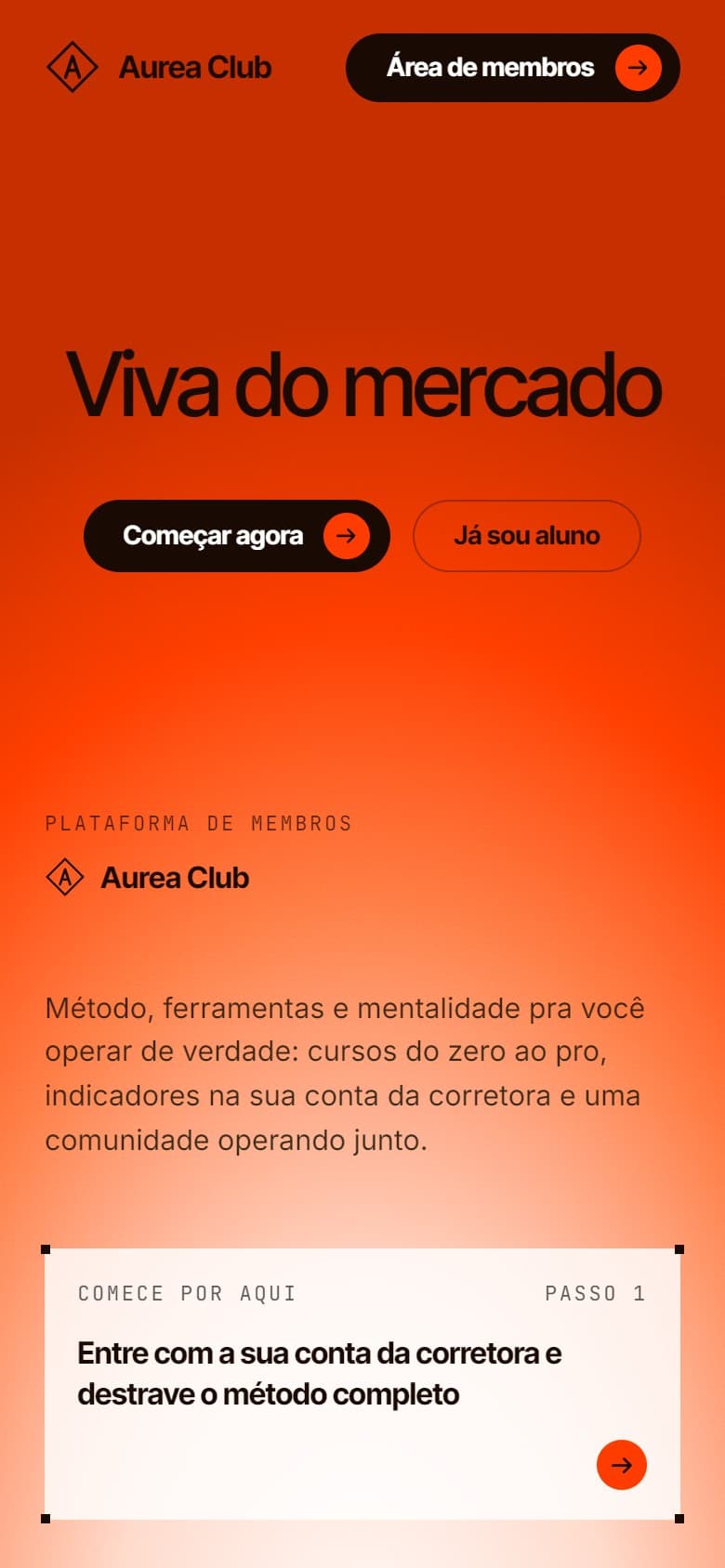 Aurea Club no celular: hero